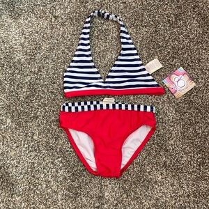 Red and navy halter 3T swim